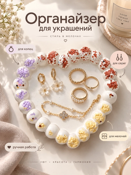 Декоративный органайзер из гипса для украшений и мелочей - 