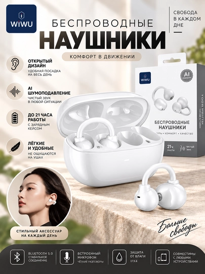 AI shovqinsizlantirish va mikrofonli WiWU Bluetooth 5.0 simsiz quloqchinlari - 
