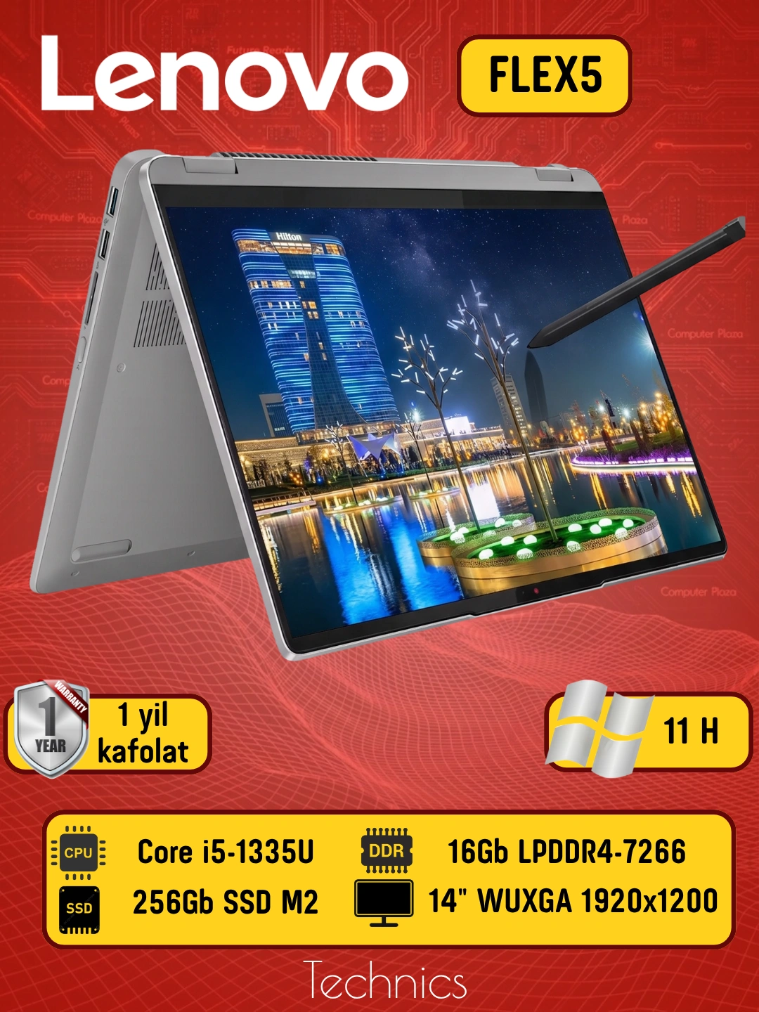 Ноутбук Lenovo IdeaPad Flex5 14" x360 Touch i5-1335U, 16Gb 256Gb, SSD 82Y00004RK за 13925000 сум со скидкой 13%. Uzum Market