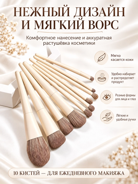 Professional makiyaj cho‘tkalari to‘plami, pushti uchli - yumshoq tolalar - 