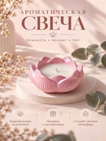Ароматическая свеча в форме цветка - 
