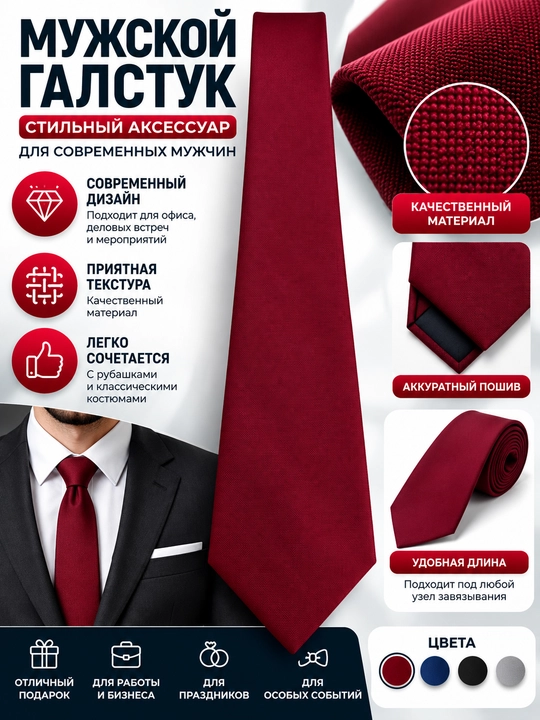Классический мужской галстук - 