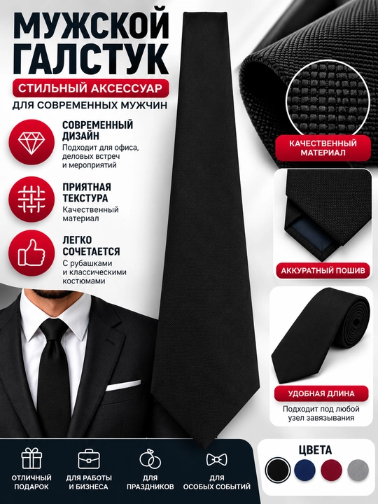 Классический мужской галстук