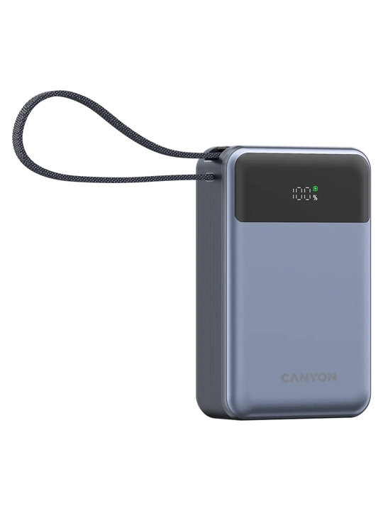CANYON power bank OnPower 600 built-in cable 20000 mAh PD65W tashqi akkumulyatori