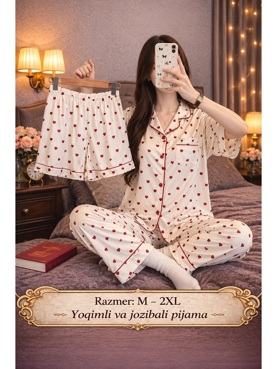 Ayollar uchun pijama to‘plami — yoqimli va jozibali uy kiyimi - 