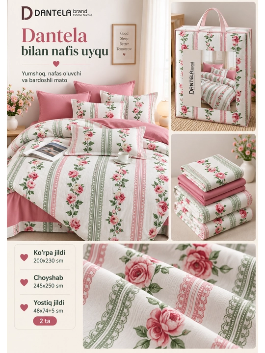 Dantela Vita — мягкое и дышащее постельное бельё для 1–2 человек, пастельные тона - 