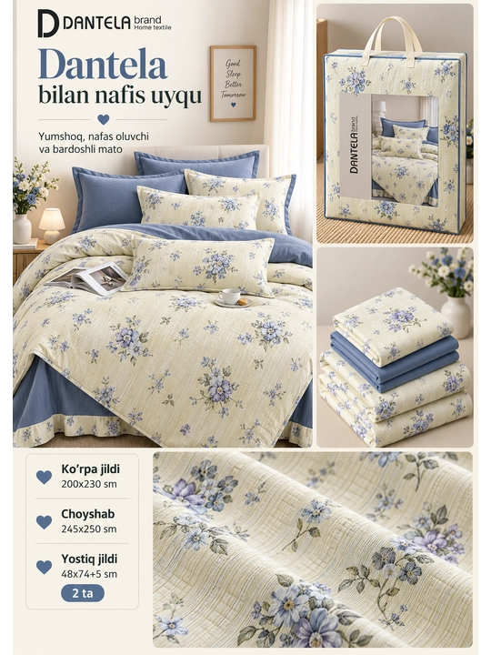 Dantela Vita — мягкое и дышащее постельное бельё для 1–2 человек, пастельные тона - 