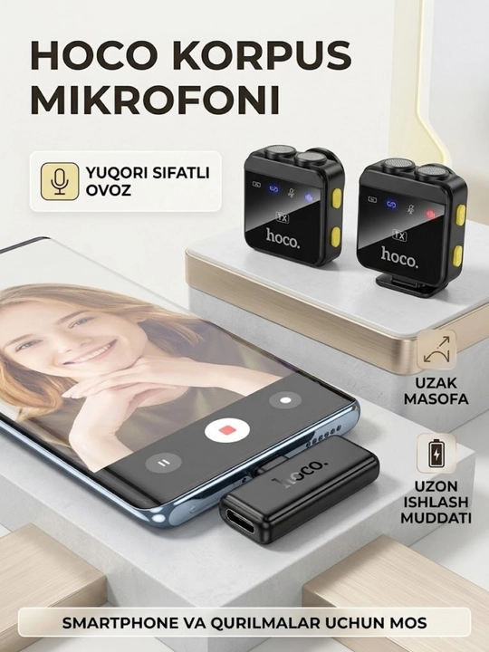 Simsiz mikrofon Hoco L17 Dual-Mic Magnitli (Type-C / iOS)