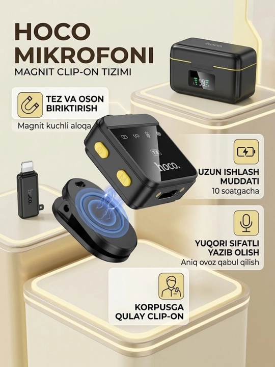 Simsiz mikrofon Hoco L17 Dual-Mic Magnitli (Type-C / iOS)