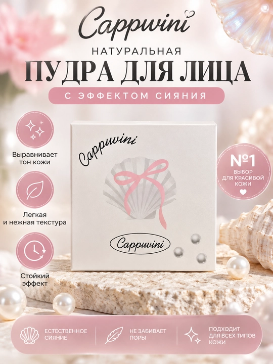 Cappuvini Ocean Melody yuz uchun yorituvchi va porloq pudra-xaylayter, 5.5 g - 