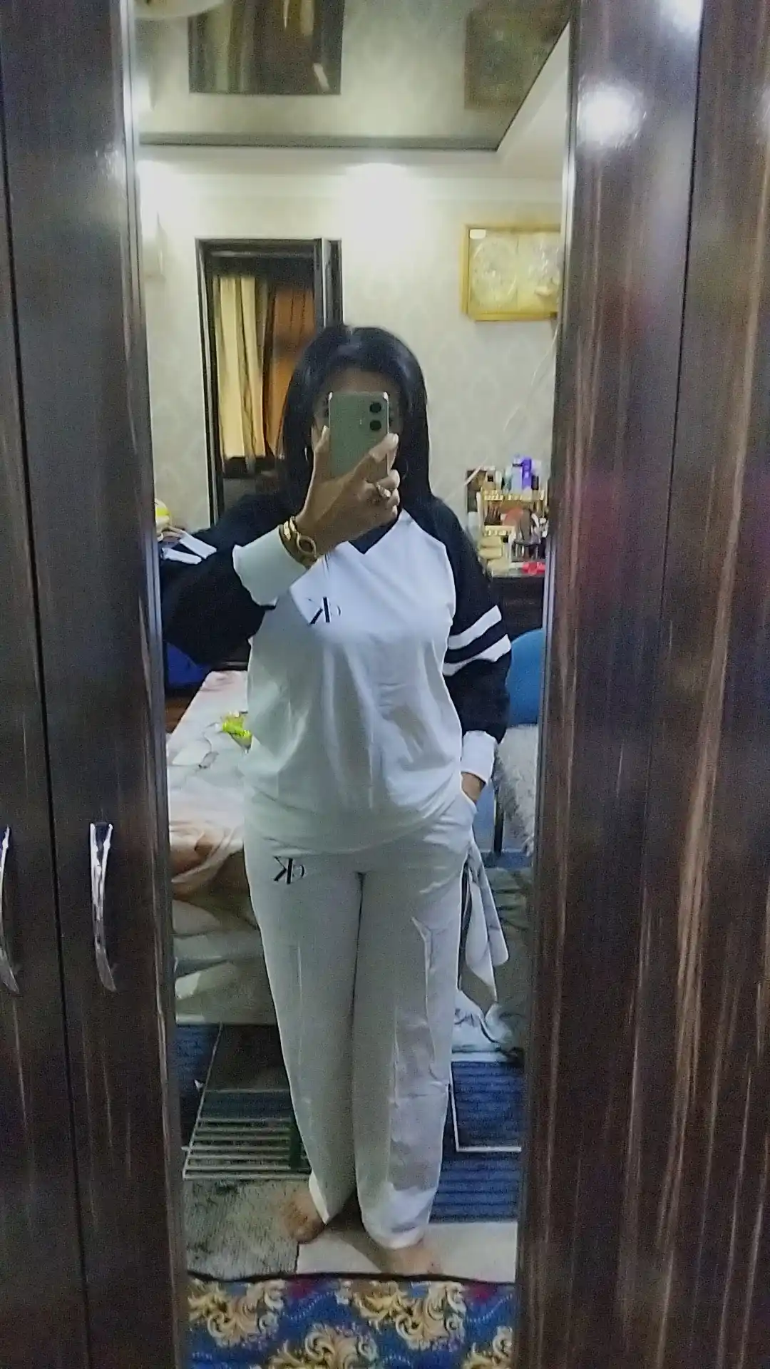 Ayollar sport kostyumi oversize, ikki qismli kostyum, keng shimli trikotaj kundalik kiyim