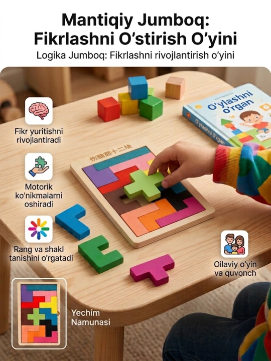 Yog'och mantiqiy jumboq Tetris - 