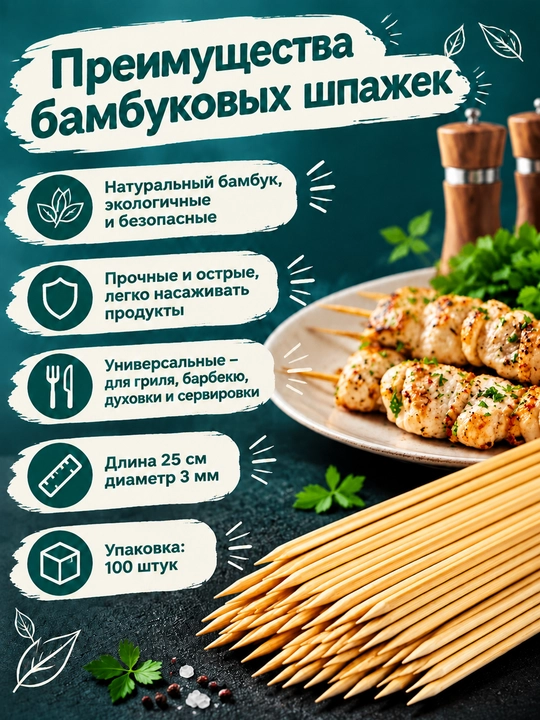 Деревянные палочки для еды 25 см