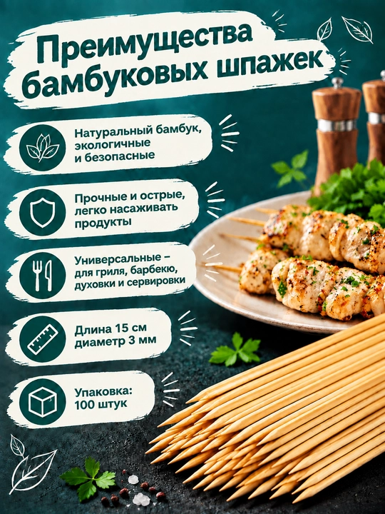 Деревянные палочки для еды, 15 см