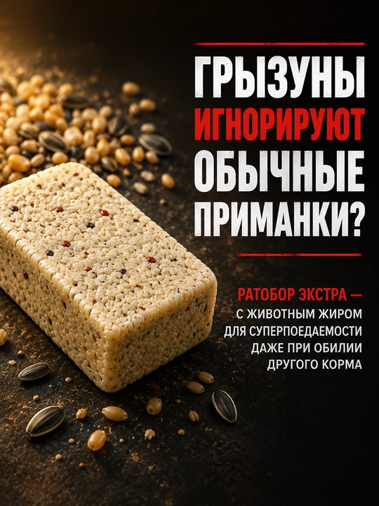 Ратобор Экстра, тесто-брикет против крыс и мышей, 100 г