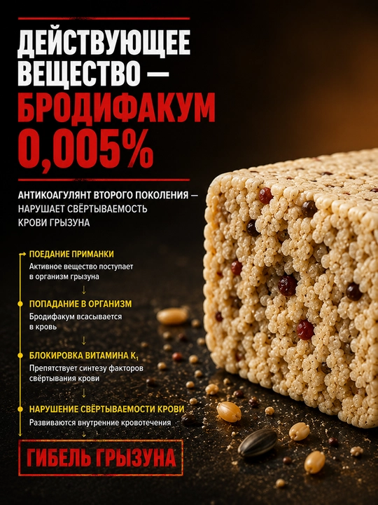 Ратобор Экстра, тесто-брикет против крыс и мышей, 100 г