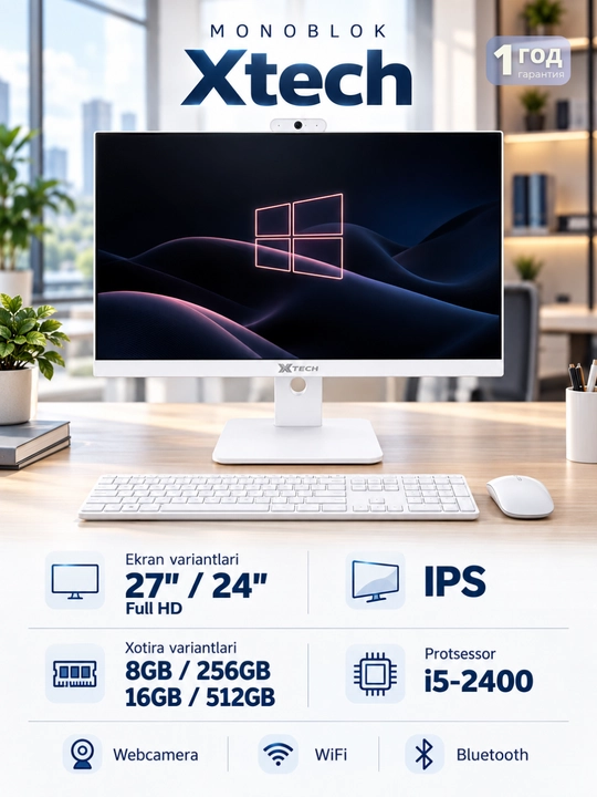 Monoblok Xtech 24"/27" Dyum,IPS,FHD,I5-2400/8GB,16GB/256GB,512GB,1 Yil Kafolat - 