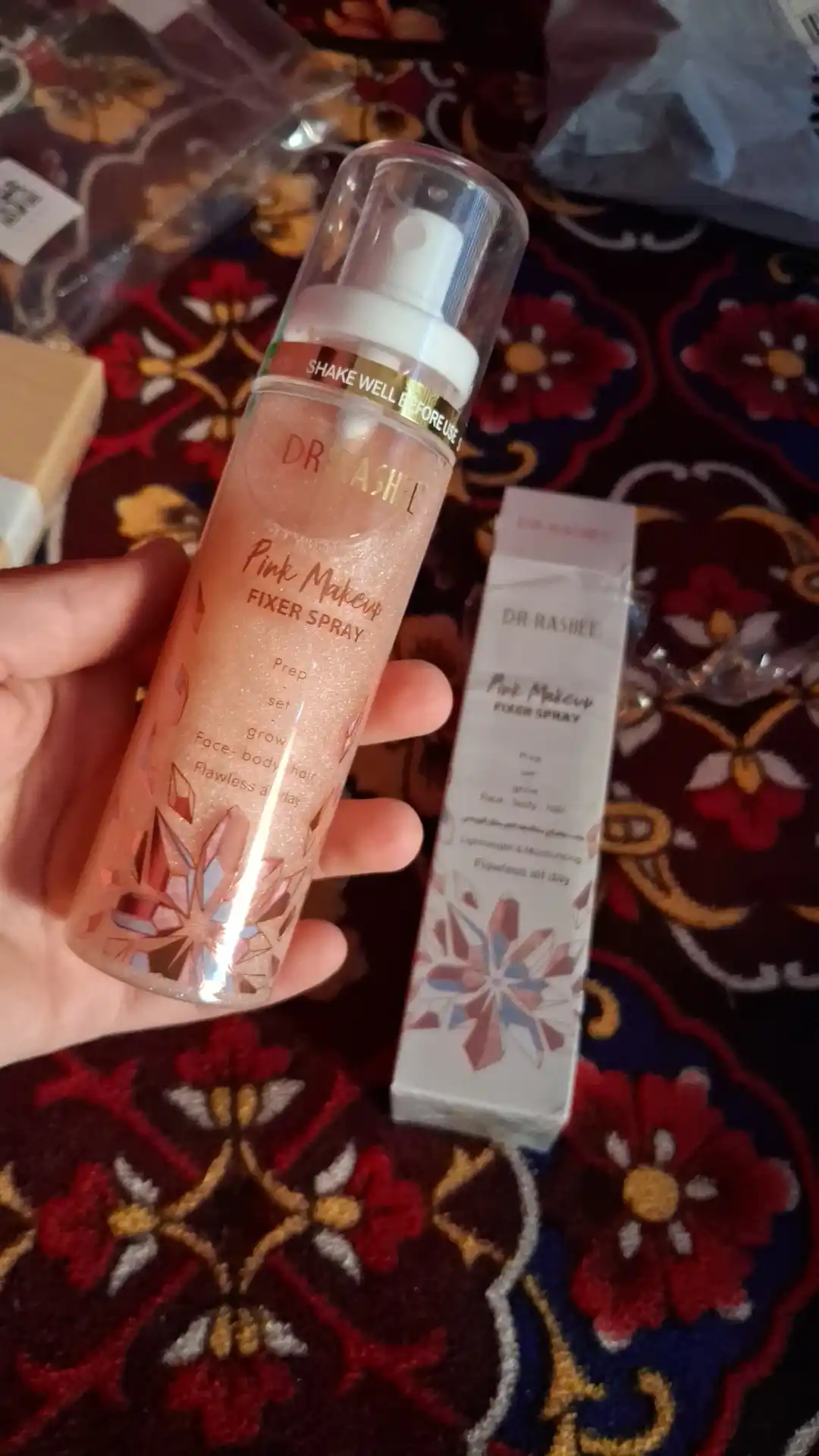 Yuz makiyaj uchun, namlovchi fiksator sprey, Dr.Rashel Gold va Pink, 100 ml