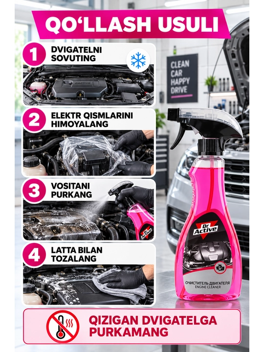 Dvigatel tozalagichi Dr.Active Engine Cleaner, motor uchun tozalovchi vosita