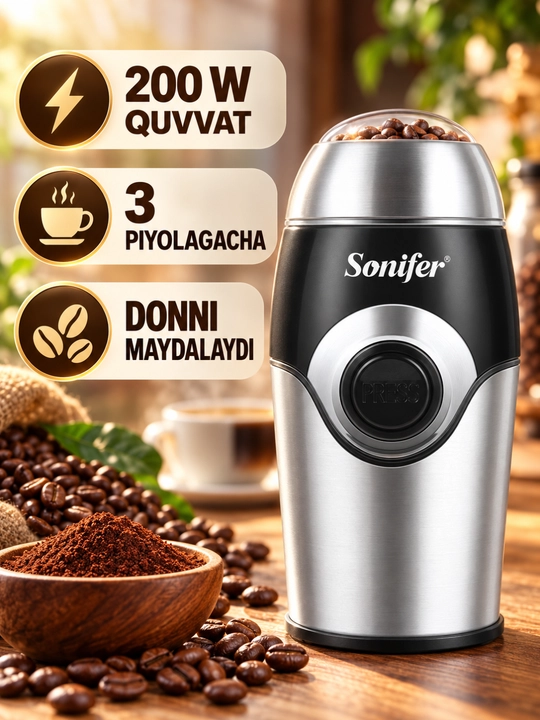 Кофемолка Sonifer SF-3507, электрическая, 200 Вт - 