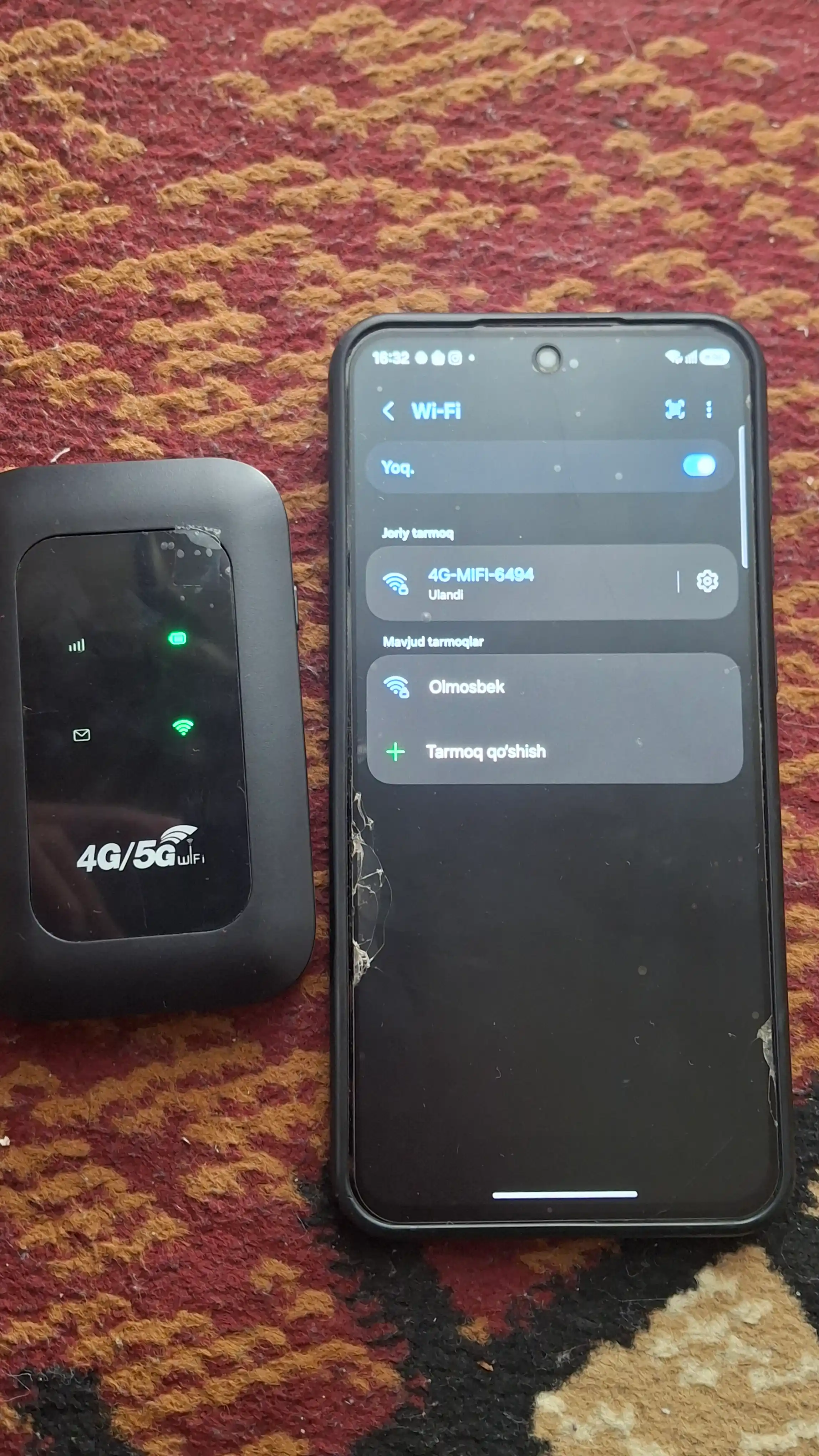 Wi-Fi роутер, cho‘ntak modem, portativ, 4G, 5G, SIM-karta bilan, sayohatlar uchun