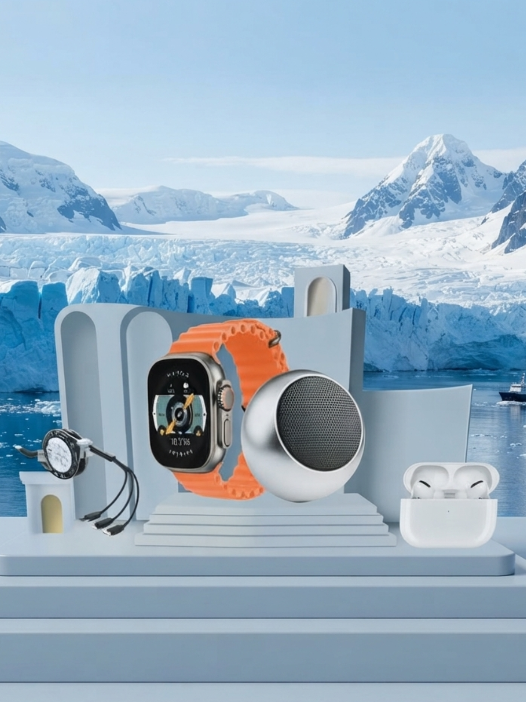Mini kolonka, AirPods, Smart Watch va USB kabel, qo‘shimcha remeshoklar bilan - 