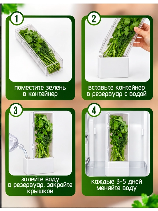 Yangi ko’katlarni sovutgichda saqlash uchun konteyner,sovutgichga organayzer 500 va 1000ml