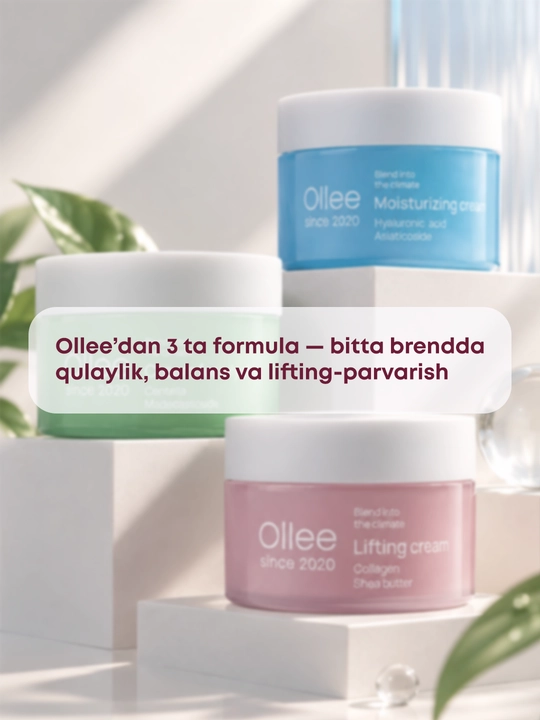 Ollee quruq yog‘li teri va qarishga qarshi parvarish uchun namlantiruvchi yuz kremi 100 ml