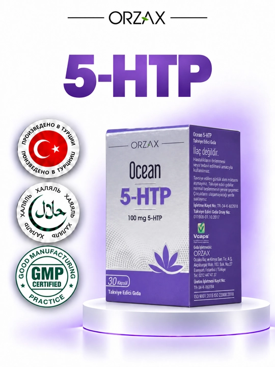 Ocean 5-HTP — 5-gidroksitriptofan 100 mg, kayfiyat, stress va uyqu uchun, 30 kapsula Halol - 