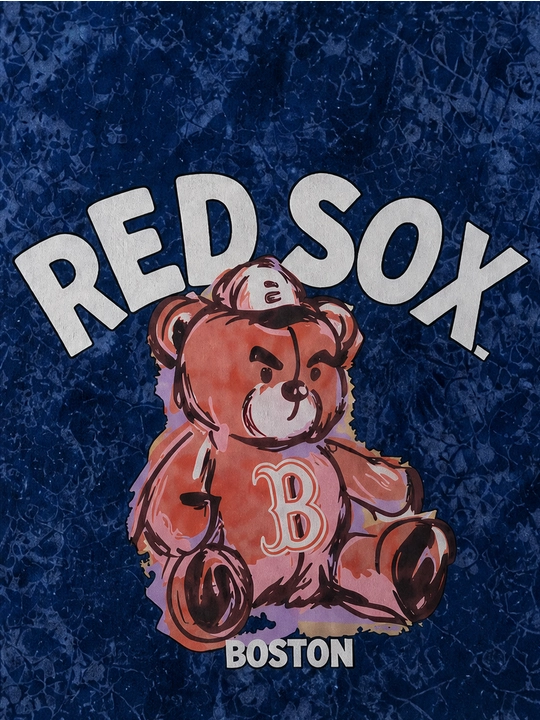 Red Sox va ayiq tasviri tushirilgan, kalta yengli, katta o‘lchamli ayollar paxtali futbolkasi