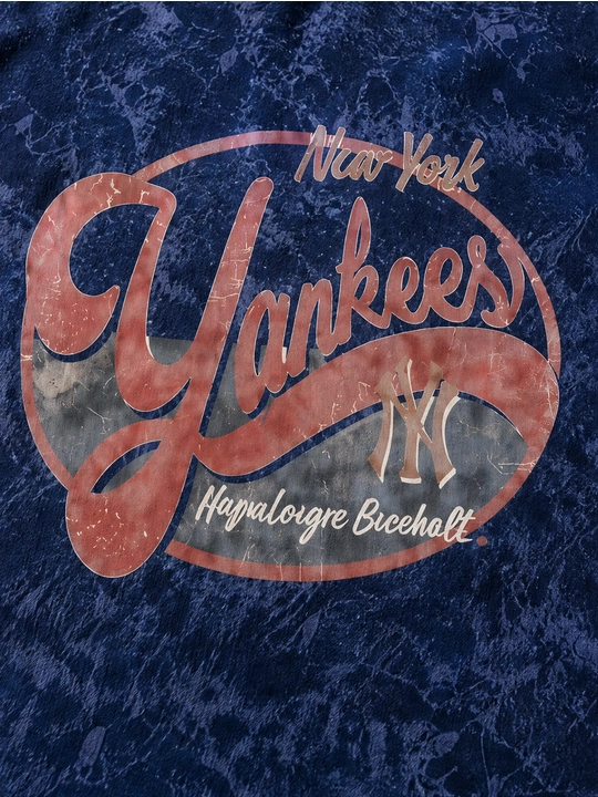 Ayollar uchun New York Yankees printli paxta oversayz futbolka, qisqa yengli