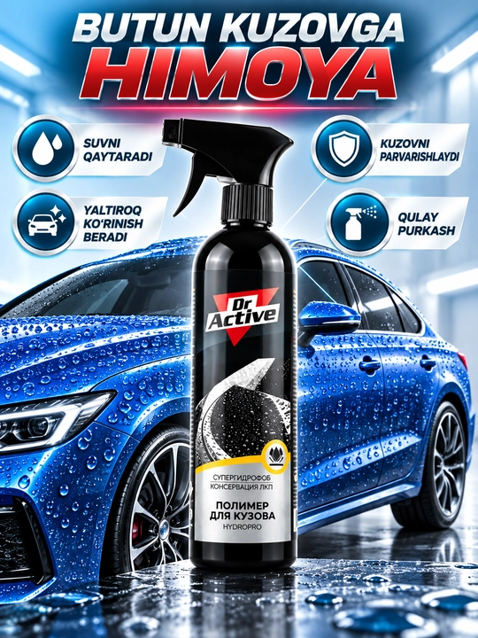 HydroPro 500 ml kuzov uchun polimer - supergidrofob, bo‘yoq qoplamasini himoya yaltiratish