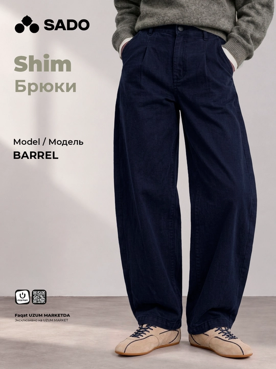 Ayollar uchun twill matodan tikilgan Barrel shim SADO - 