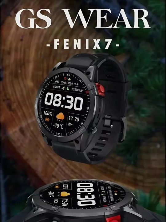 Smart soat GS Wear GS Fenix7, AMOLED 1,39", Bluetooth qo‘ng‘iroq, NFC, IP68