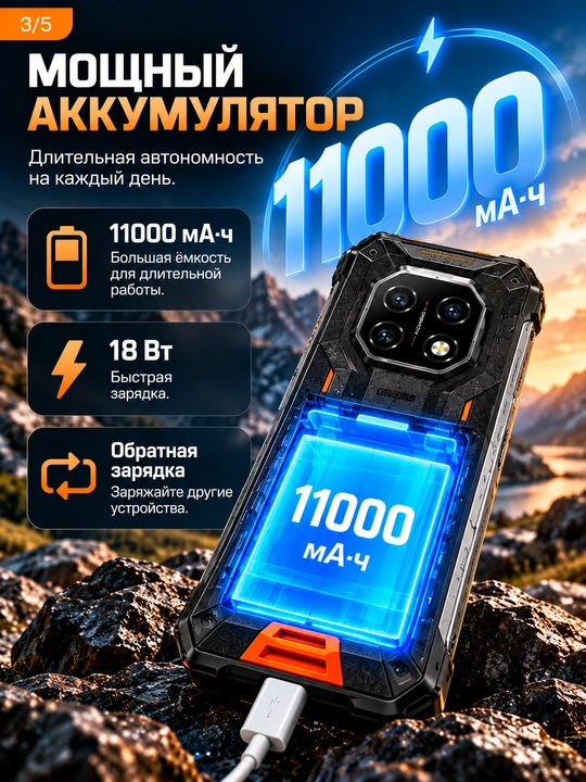 MARINE 2 smartfoni, 6,56 dyuymli HD+ ekran, 18/256 GB, 120 Gts, 11000 mA·soat batareya
