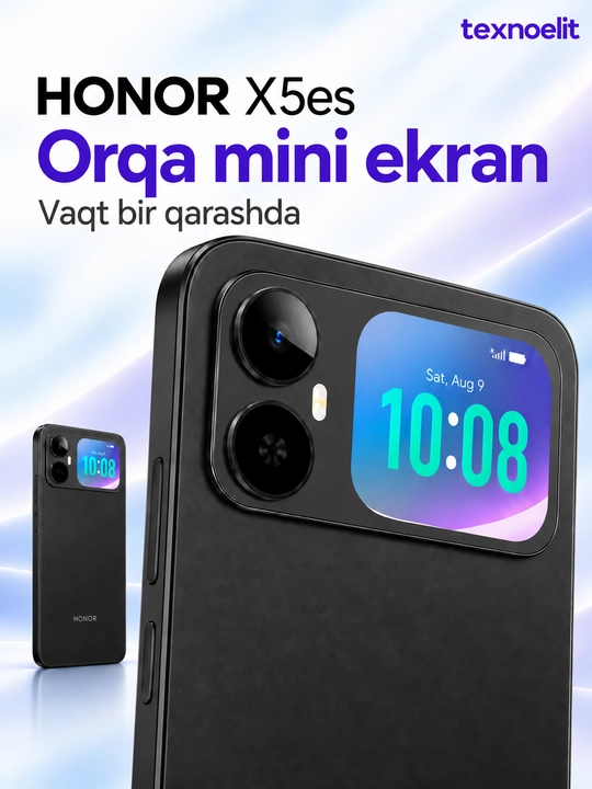 Смартфон HONOR X5 es, задний мини-экран, 6000 мА·ч, 6,9″ 90 Гц, 13 Мп