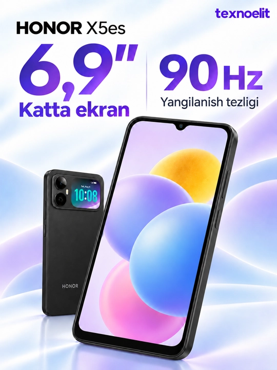 Смартфон HONOR X5 es, задний мини-экран, 6000 мА·ч, 6,9″ 90 Гц, 13 Мп