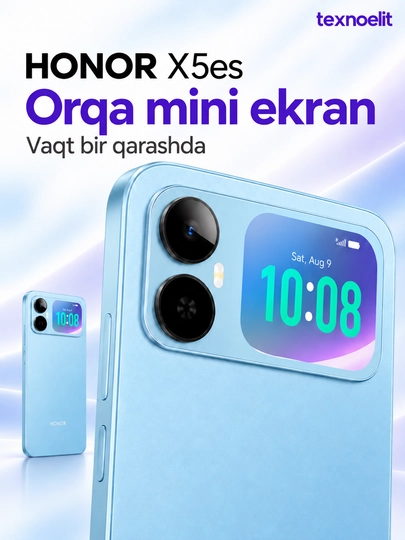 Смартфон HONOR X5 es, задний мини-экран, 6000 мА·ч, 6,9″ 90 Гц, 13 Мп