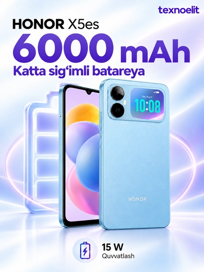 Смартфон HONOR X5 es, задний мини-экран, 6000 мА·ч, 6,9″ 90 Гц, 13 Мп