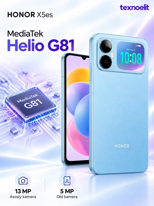 Смартфон HONOR X5 es, задний мини-экран, 6000 мА·ч, 6,9″ 90 Гц, 13 Мп