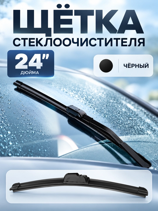 Дворник Lexus 24 дюйма щётка стеклоочистителя чёрная с адаптерами для легкового автомобиля - 