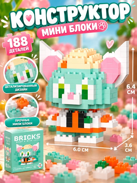 3D mini bloklardan konstruktor o‘yinchoq, 42 xil - 