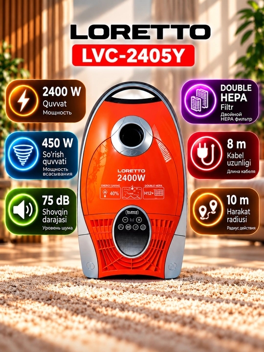 Пылесос LORETTO LVC-2405, Мешочный пылесос - 