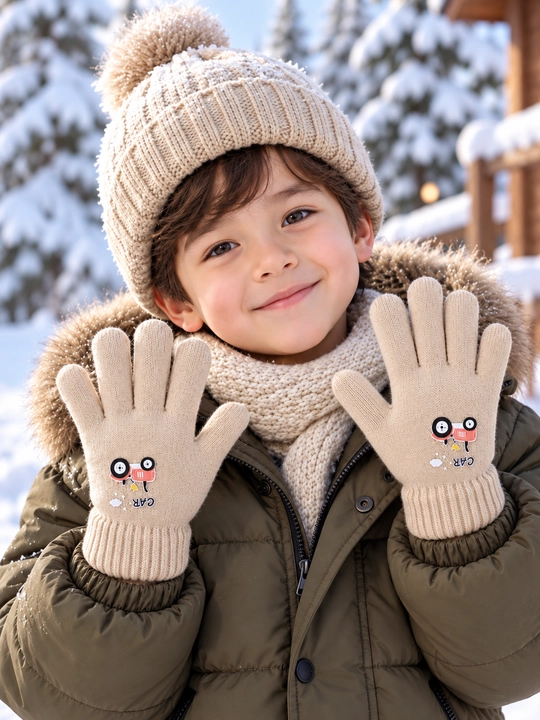 Зимние, детские перчатки, для девочек, на 4-6 лет