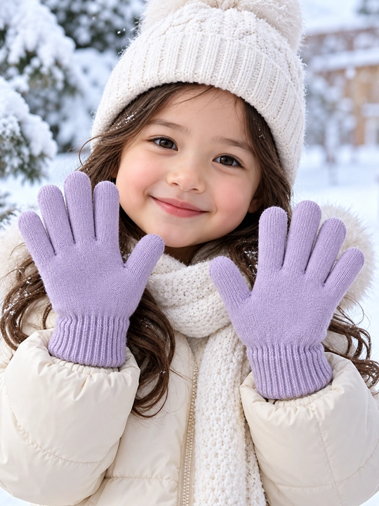 Зимние, детские перчатки, для девочек, на 4-6 лет