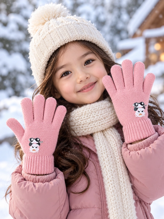Зимние, детские перчатки, для девочек, на 4-6 лет
