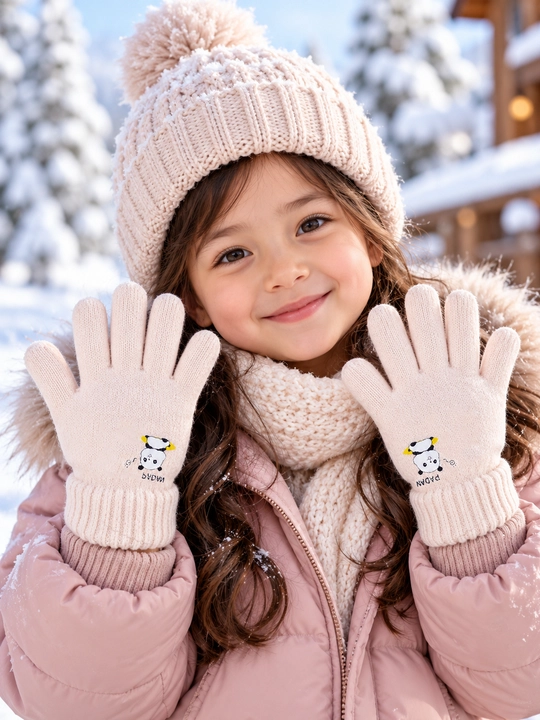 Зимние, детские перчатки, для девочек, на 4-6 лет