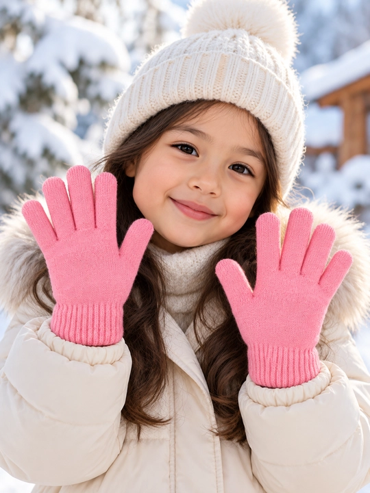 Зимние, детские перчатки, для девочек, на 4-6 лет
