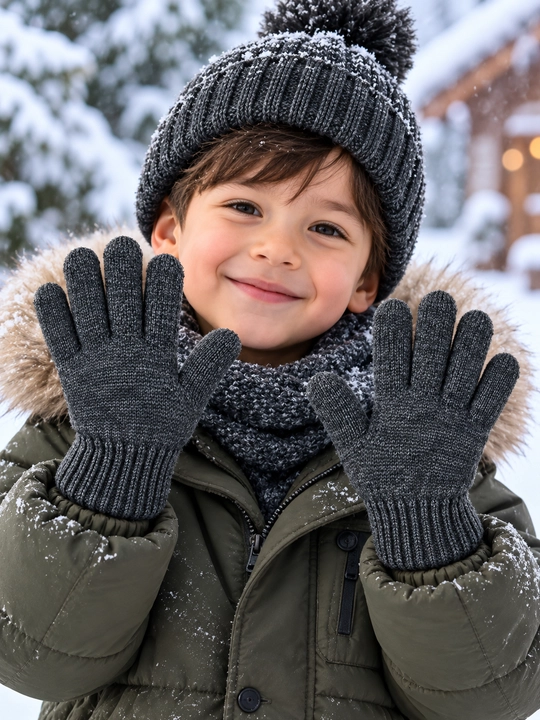 Зимние, детские перчатки, для девочек, на 4-6 лет