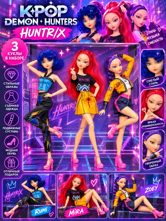 Модная кукла Kpop Demon Hunters охотницы на демонов — стильная кукла с ярким образом - 